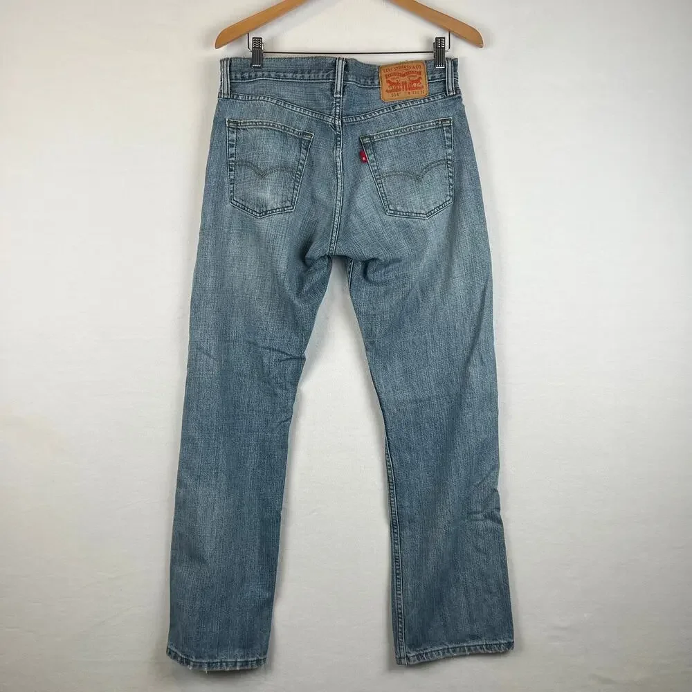 Levis 514 Jeans Mens 33x32 Blue Straight‎ Mid Rise Dark Wash Denim